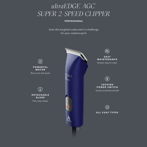Andis ULTRAEDGE AGCB Super 2 sebességes kefe nélküli kék kutyanyírógép pengével