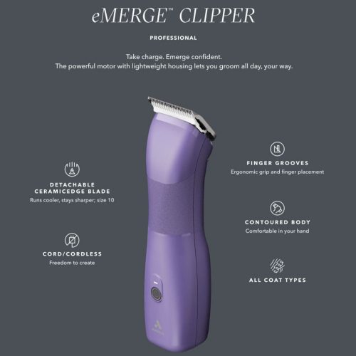 Andis eMERGE hibrid kutyanyírógép lila + penge 10-es méret, 1,5 mm