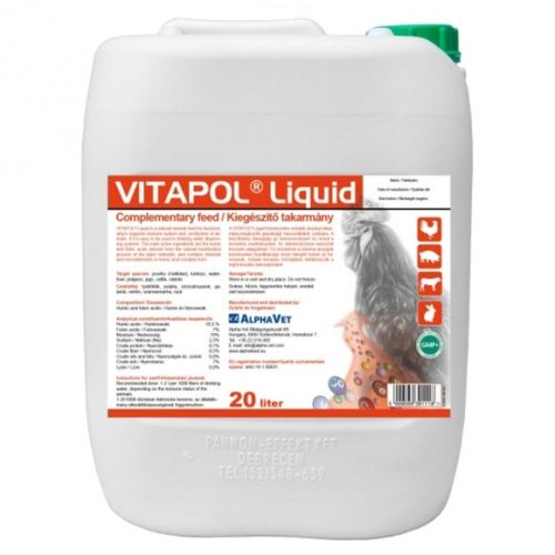 Vitapol Liquid orális oldat tyúkfélék, pulyka, víziszárnyasok, galamb, sertés, szarvasmarha, házinyúl részére - 20 liter