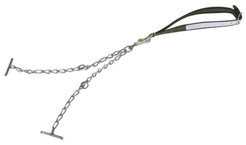 Marha kikötő nyakpánt 130 x 4 cm, kettős lánccal, biztonsági karabínerrel, 6 mm, csúcsminőség