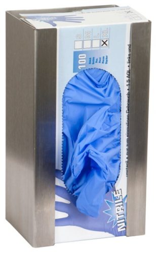 Három rekeszes fali, rozsdamentes acél kesztyűtartó