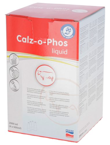 Calz-o-Phos 4x500 ml kálcium és foszfor, csökkenti a klinikai és szubklinikai tejláz kockázatát, megelőzi a kálcium- és foszforhiányt