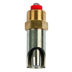   1/2"-3/4" colos szopókás sertésitató 15 mm nyomószeleppel, inox/réz - hossz: 71 mm