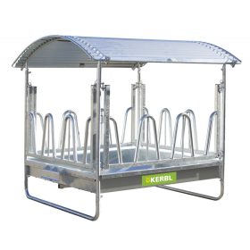   Fedett etető, 12 állásos, 2x2 m, teljes méret: 2.12 x 2.12 x 2.5 m, etető paliszander etetőráccsal lovak és szarvasmarhák számára