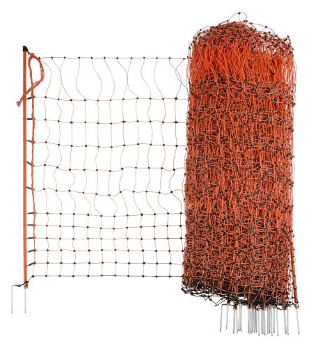 AKO PoultryNet Villanypásztor baromfiháló, narancssárga, 50 m x 106 cm, dupla leszúró tüskével