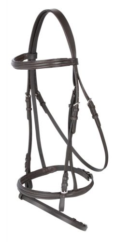 Fekete bőr kantár kantárszárral, zabla nélkül