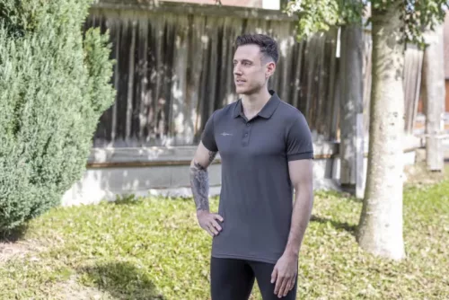 Férfi lovagló pólóing, grafitszürke, S