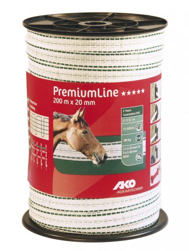 AKO Premiumline szalag 200 m 20 mm fehér/zöld