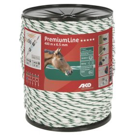  AKO PremiumLine Villanypásztor vezeték, zöld/fehér, 400 m x 6,5 mm, 0,11 ohm/m, 400 kg