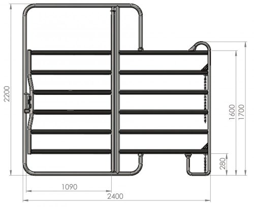 Kerítéselem 2,4 m x 1,6 m kapuval