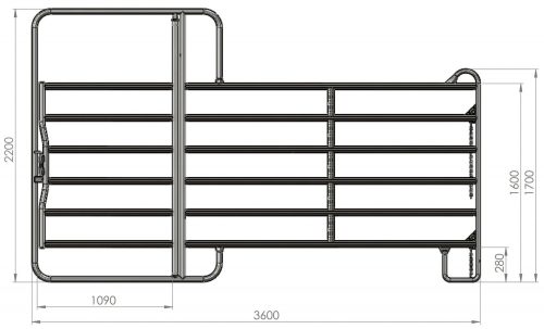 Kerítéselem 3 m x 1,6 m kapuval