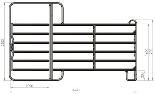 Kerítéselem 3,6 m x 1,6 m kapuval