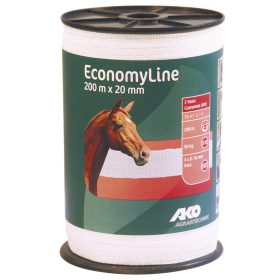   AKO Economyline Villanypásztor szalag, fehér - 200mx20mm, 11 ohm/m, 90 kg