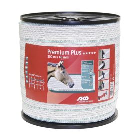   AKO Premium Plus villanypásztorszalag 200m x 40 mm fehér/zöld
