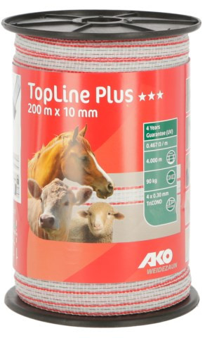 AKO Topline plus villanypásztor szalag 20 mm 200 m, fehér/vörös