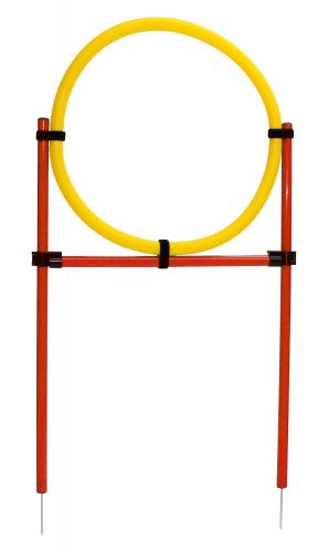 3 részes piros/sárga agility szett - gyűrűvel, ugrórúddal, szlalommal, praktikus szállító táskával