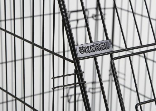 Összecsukható szállítódoboz, fekete, 107 x 74 x 85 cm, 2 ajtós, döntött