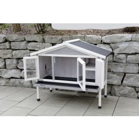   4-Season Superior kisállat karám, szürke/fehér, 130x66x110 cm, kisállatház, hőszigetelt rágcsálóház