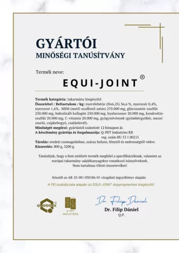 EQUI-JOINT – ízületvédő kiegészítő takarmány lovak részére, 3200 gramm