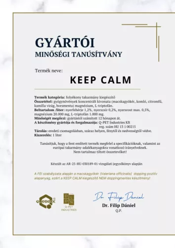 KEEP CALM – gyógynövény alapú stresszoldó, szorongásgátló, 1000 ml