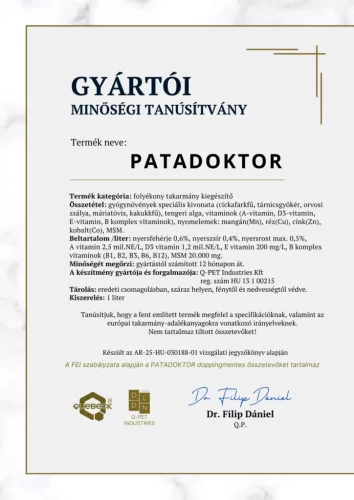 PATADOKTOR – gyógynövény alapú szarutámogató kiegészítő