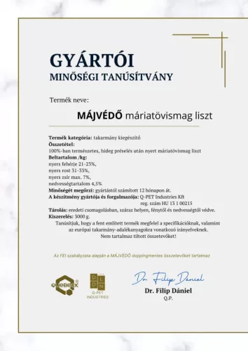 Májvédő – 100% természetes májvédő máriatövismag liszt, 3000 gramm