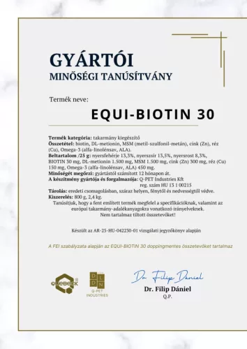 EQUI-BIOTIN 30 – pata és szarutámogató, 2400 gramm