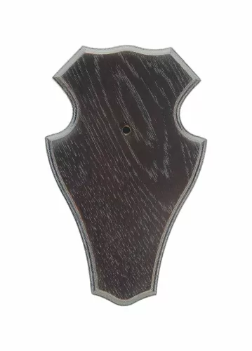 Tölgyfa őzbak trófeaalátét, 19x12 cm, sötét – 5 darabos készlet fém rögzítőkapcsokkal